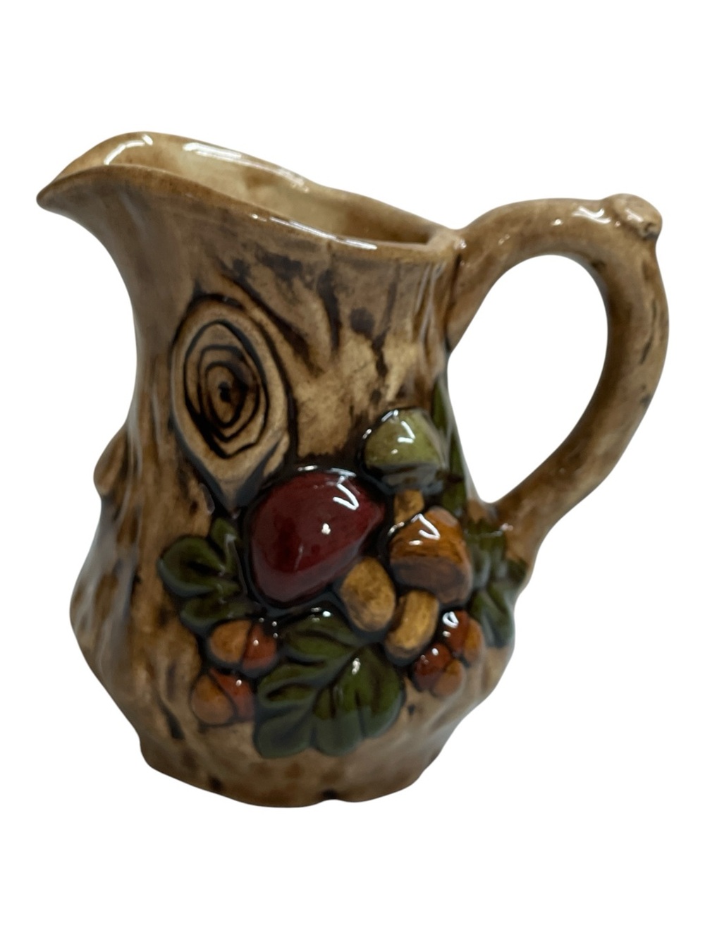 Cottagecore Vintage 1970s Hand-Painted Mushroom Ceramic Small Jug